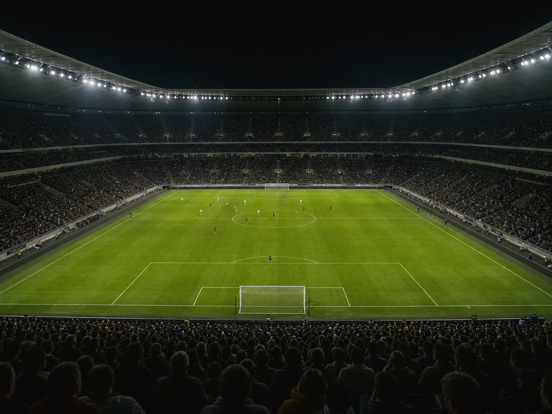 Spansk fotballstadion i kveldslys