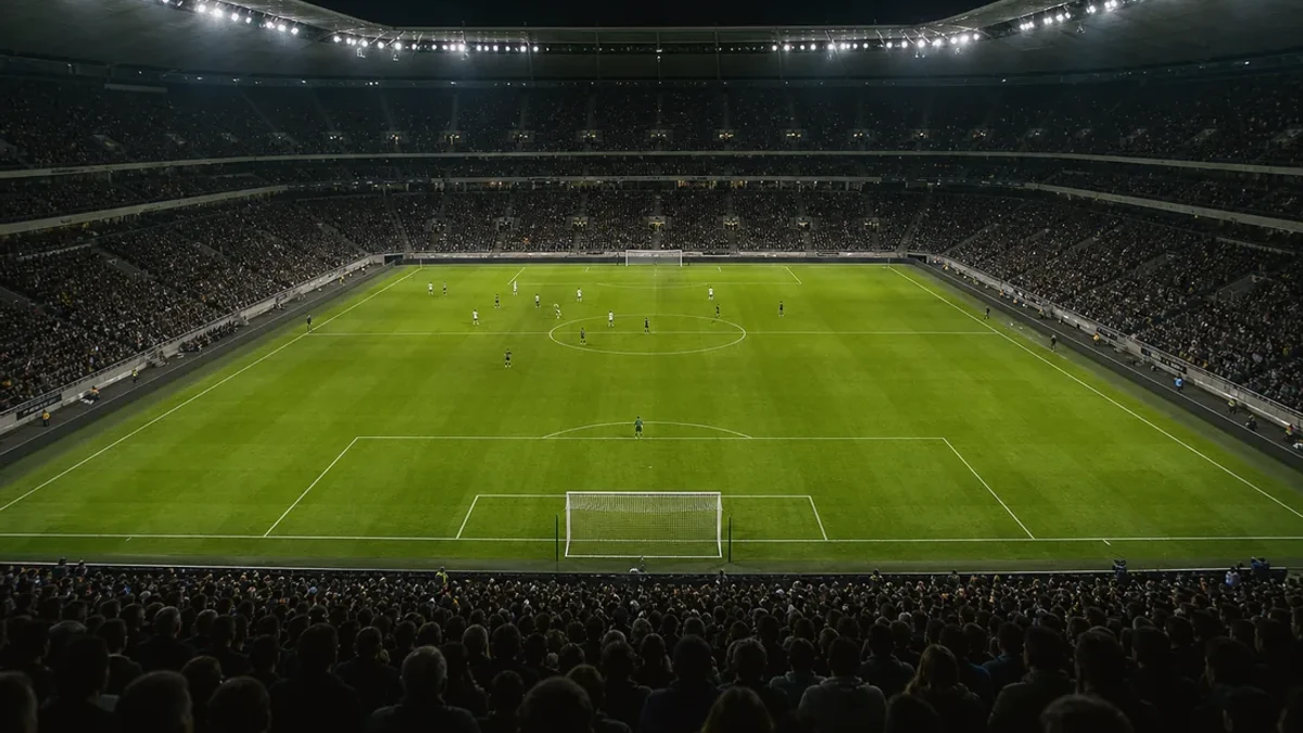 Spansk fotballstadion i kveldslys
